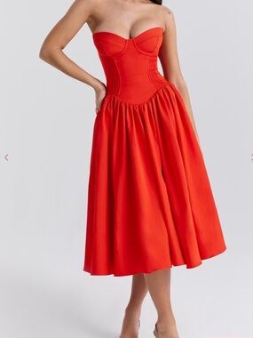 House of CB Red Elizabeth Midi Dress